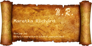 Maretka Richárd névjegykártya